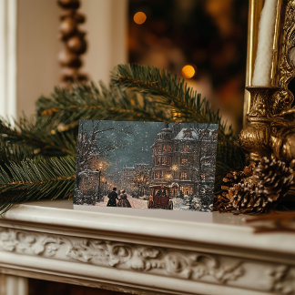 British Winter Vintage Christmas Holiday Postcard