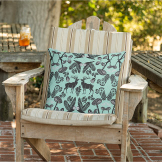 British Woodland Oak Leaf Nature Rustic Outdoor Pillow