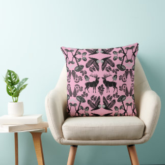 British Woodland Oak Leaf Nature Rustic Throw Pillow
