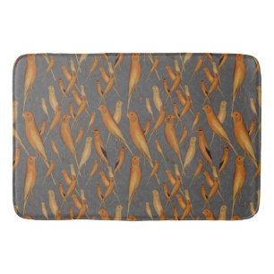 British Yorkshire Canary Grey Brocade Background Bath Mat