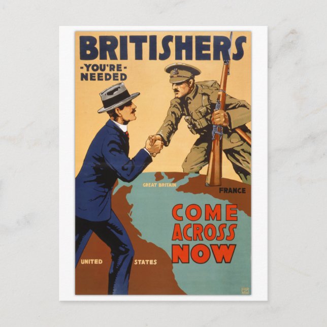 Britishers you're needed Vintage Poster Postcard (Front)