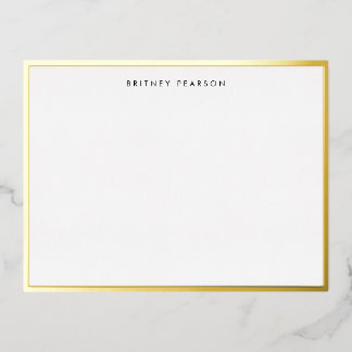 Britney Gold Foil Border Personalized Stationery Invitation Postcard