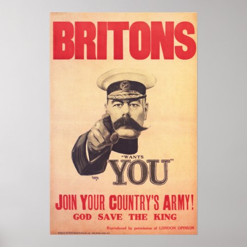 BRITONS Lord Kitchener Wants YOU Join The Army Poster