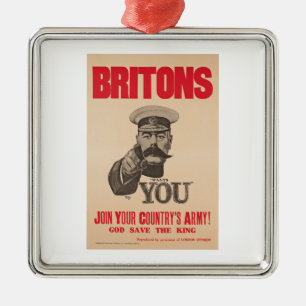 Britons Lord Kitchener Wants You WWI Propaganda Metal Ornament