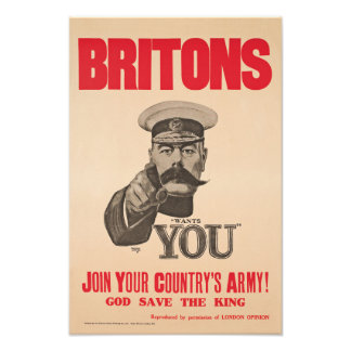 Britons Lord Kitchener Wants You WWI Propaganda Photo Print