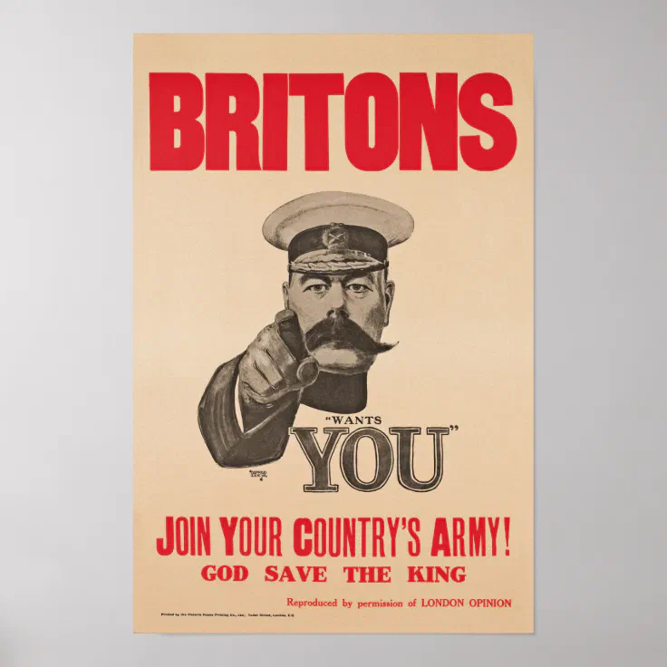 Britons Lord Kitchener Wants You Wwi Propaganda Poster Zazzle Britons Lord Kitchener Wants You Wwi Propaganda Poster Zazzle