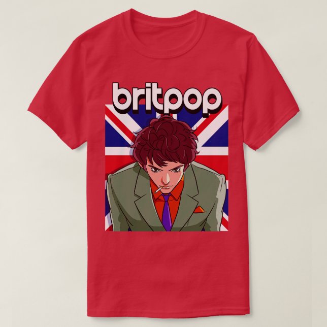 Britpop Mod Suit 90s Rock Guitar Music Lovers T-Shirt (Design Front)
