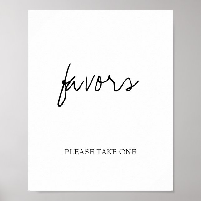 Brittany Black Calligraphy Wedding Favors Sign (Front)