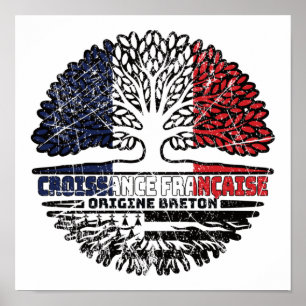 Brittany Breton French France Tree Roots Flag Poster