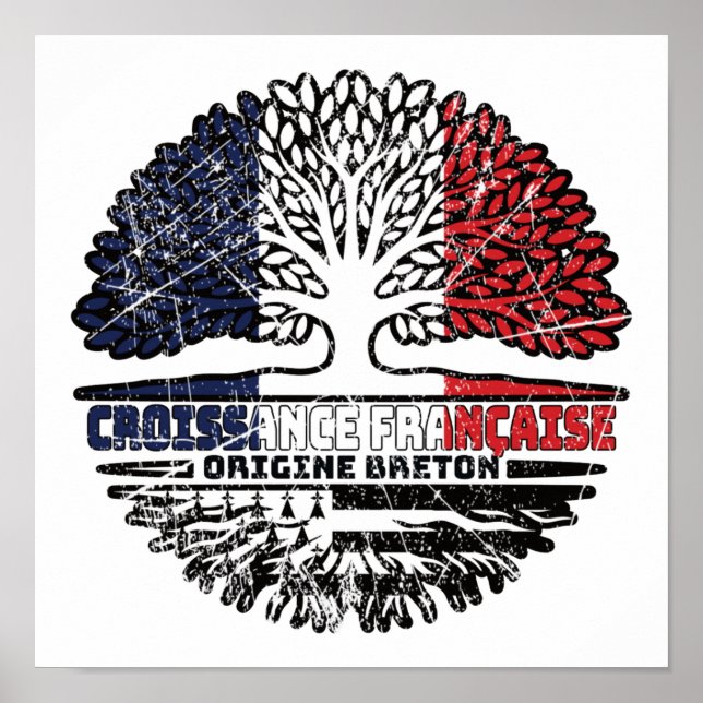 Brittany Breton French France Tree Roots Flag Poster (Front)