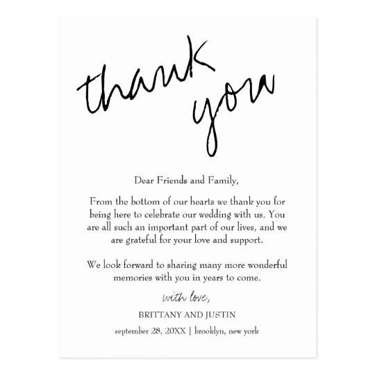 Brittany Calligraphy Wedding Reception Thank You Postcard 