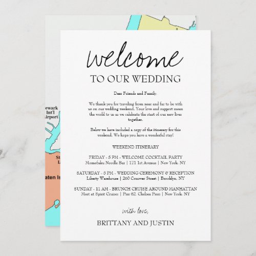 Brittany Calligraphy Welcome Letter  Map Invitation