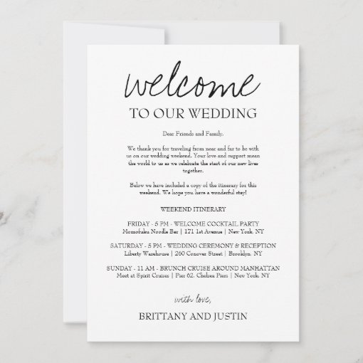 Brittany Calligraphy Welcome Letter & Map Invitation | Zazzle