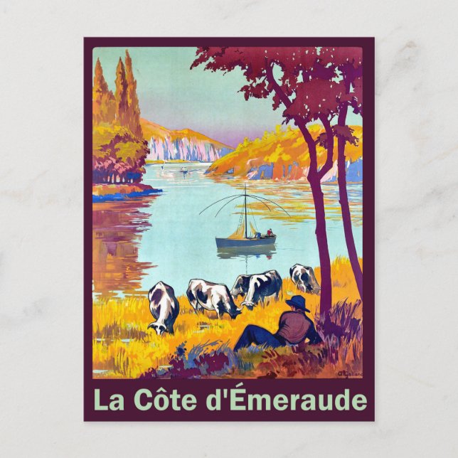 Brittany coastline, France, vintage travel Postcard (Front)