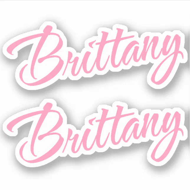 Brittany Decorative Name in Pink x2 Sticker | Zazzle