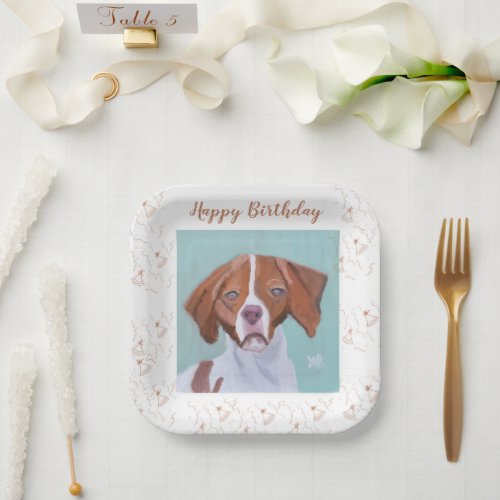 Brittany Dog Happy Birthday Paper Plates