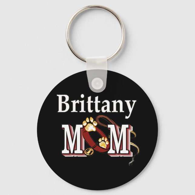 Brittany Dog MOM Keychain (Front)