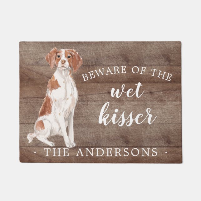 Brittany Dog Personalized Door Mat (Front)