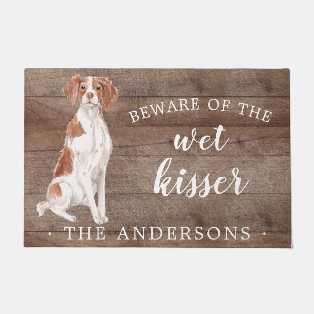 Brittany Dog Personalized Door Mat (Front)