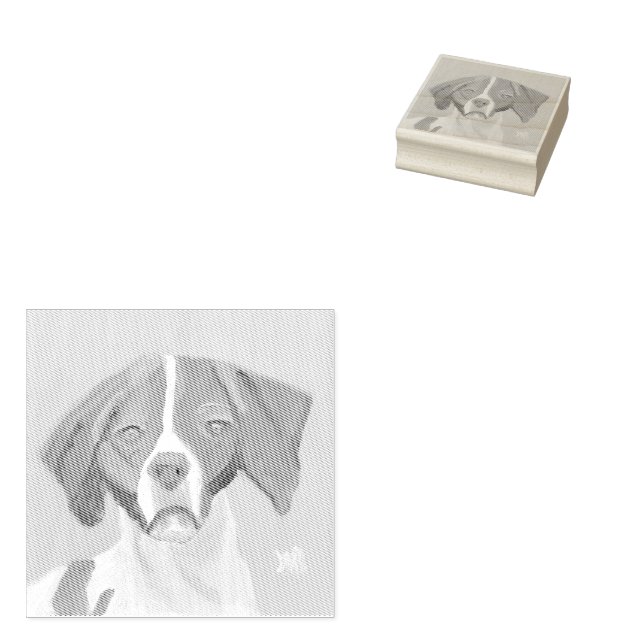 Brittany Dog Rubber Stamp (Stamped)