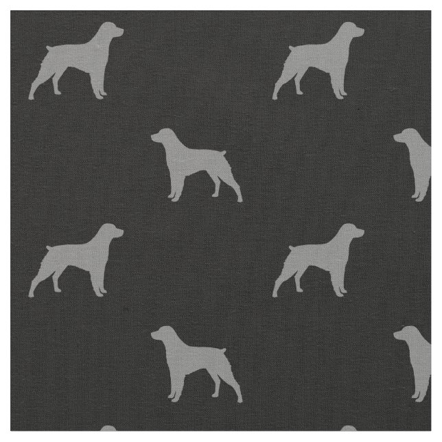 Brittany Dog Silhouettes Grey and Black Patterned Fabric (Close Up)