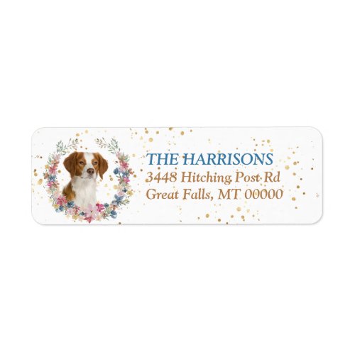 Brittany Dog Spring Flowers Wreath Label