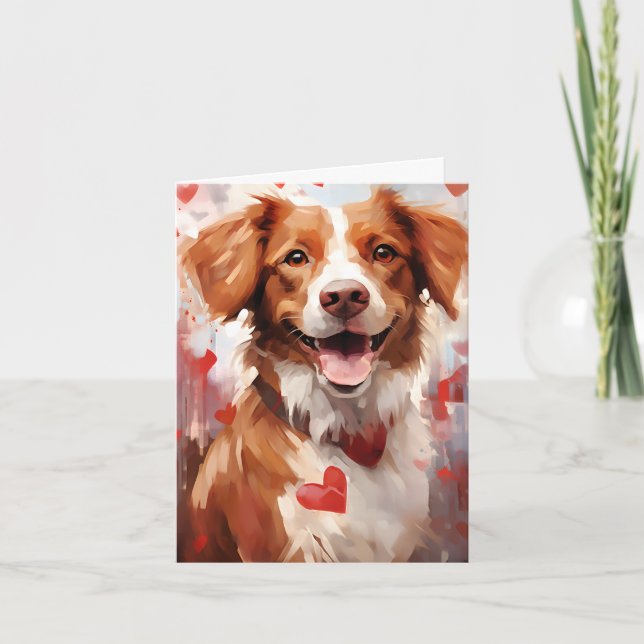 Brittany dog Valentines day Card (Front)