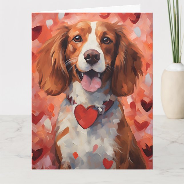 Brittany dog Valentines day Card (Front)