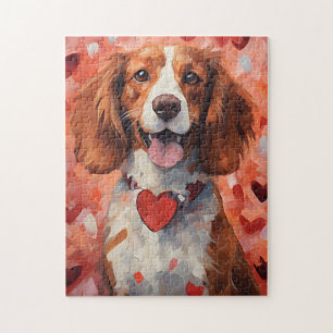 Brittany dog Valentines day Jigsaw Puzzle