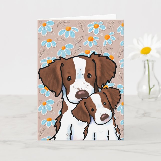 Brittany Dogs Mothers Day Card (Small Plant)