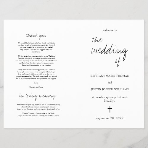 Brittany Elegant Christian Folded Wedding Program
