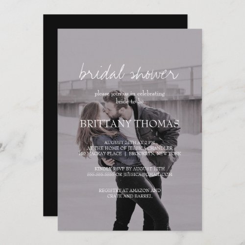 Brittany Elegant Photo Calligraphy Bridal Shower Invitation