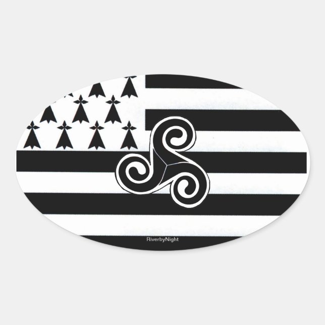 Brittany Flag (Breton) Oval Sticker (Front)