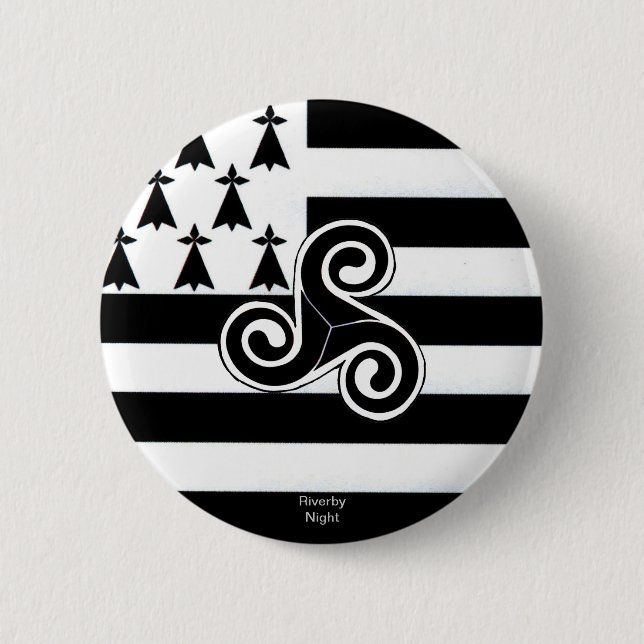 Brittany Flag (Breton) Pinback Button (Front)