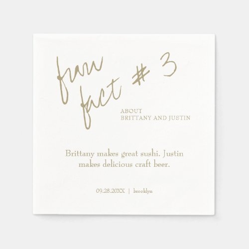 Brittany Gold Fun Fact 3 Wedding Cocktail Napkins