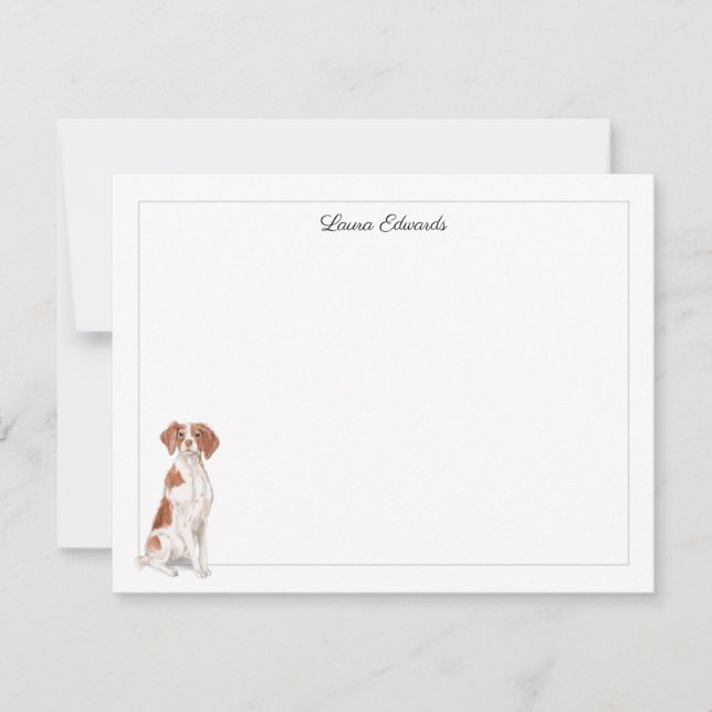 Brittany Gray Border Personalized Note Card (Front)