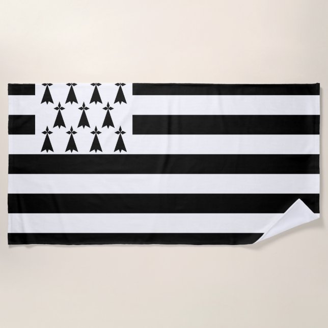Brittany (Gwenn-ha-du) flag Beach Towel (Front)