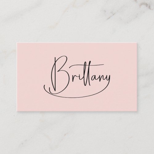 Brittany Handwritten Signature Decorative Y Blush Business Card