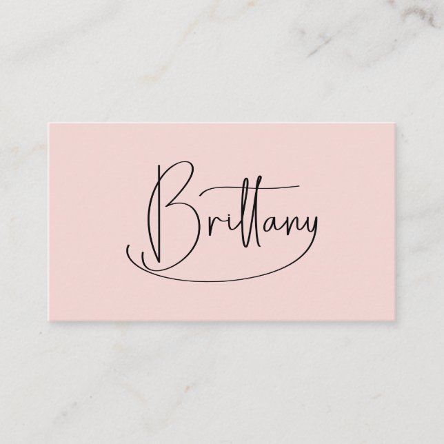 Brittany Handwritten Signature Decorative Y Blush Business Card (Front)