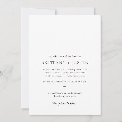 Brittany Modern Black Script Wedding with RSVP Invitation