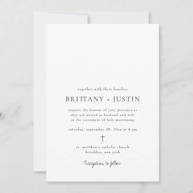 Brittany Modern Black Script Wedding with RSVP Invitation | Zazzle