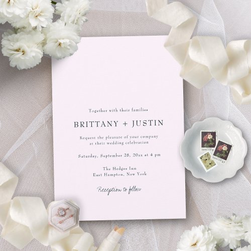 Brittany Modern Black Script Wedding with RSVP Invitation