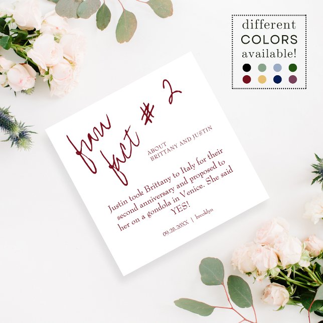 Brittany Modern Burgundy Fun Fact #2 Wedding Napkins (Creator Uploaded)
