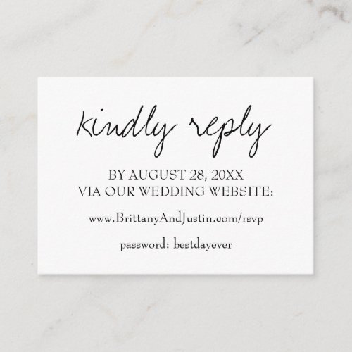 Brittany Modern Calligraphy Wedding Website RSVP Enclosure Card