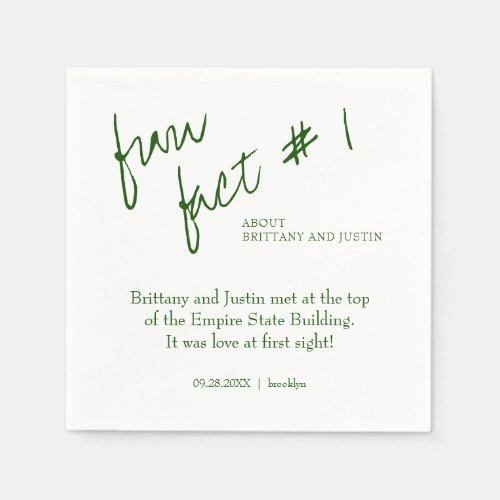 Brittany Modern Emerald Green Fun Fact 1 Wedding Napkins