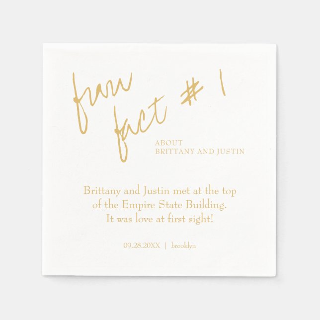 Brittany Modern Gold Fun Fact #1 Wedding Napkins (Front)