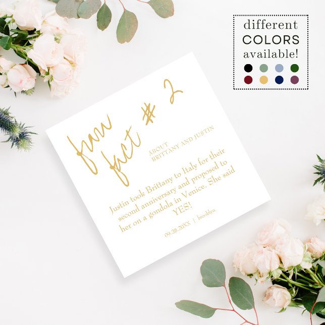 Brittany Modern Gold Fun Fact #2 Wedding Napkins (Creator Uploaded)