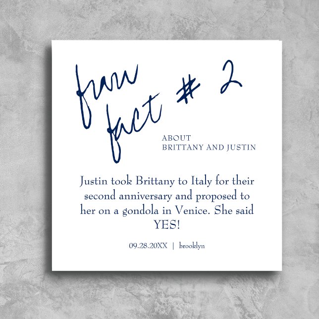 Brittany Modern Navy Blue Fun Fact #2 Wedding Napkins (Creator Uploaded)