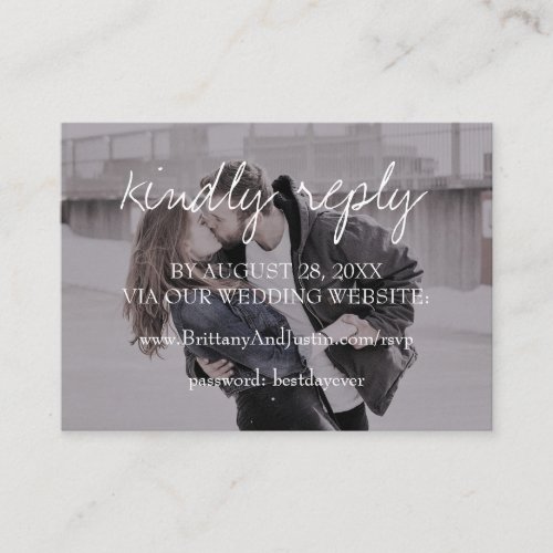 Brittany Modern Photo Script Wedding Website RSVP Enclosure Card