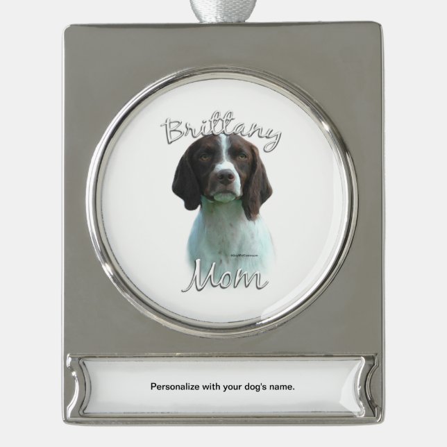 Brittany Mom 2 Silver Plated Banner Ornament (Front)